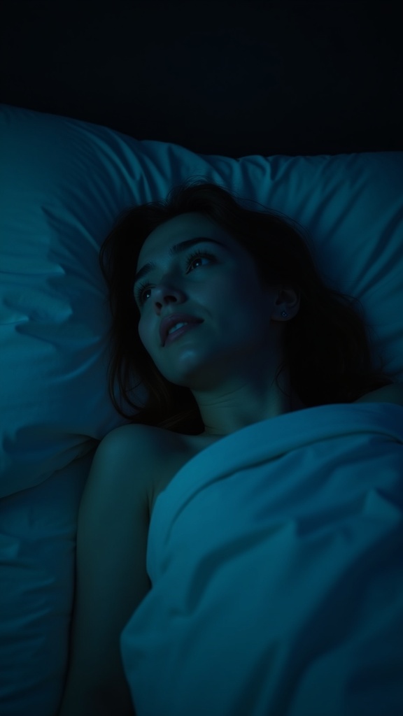 Person lying awake at 3am unable to sleep